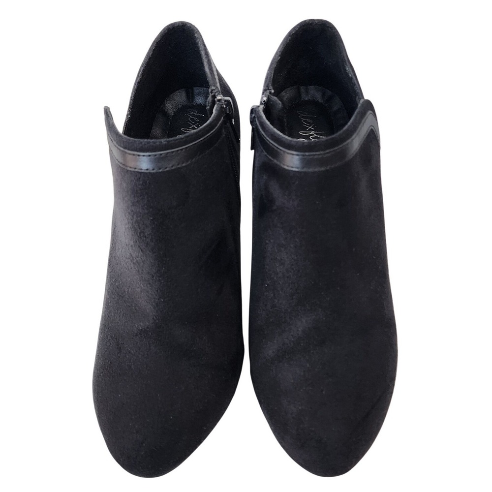 Dexflex Comfort‎ Black Suede Ankle Boots Women's Size 10 Wide Heel Zip Up